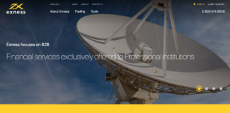 Exness broker homepage