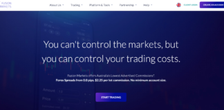 Fusion Markets homepage