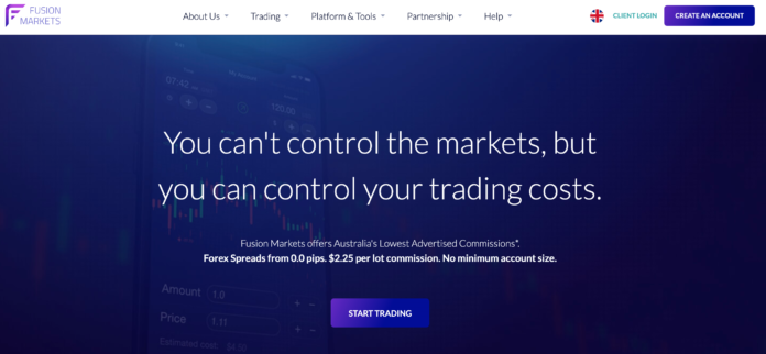 Fusion Markets homepage