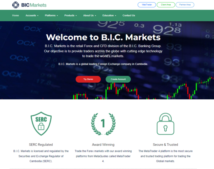 BIC Markets front page