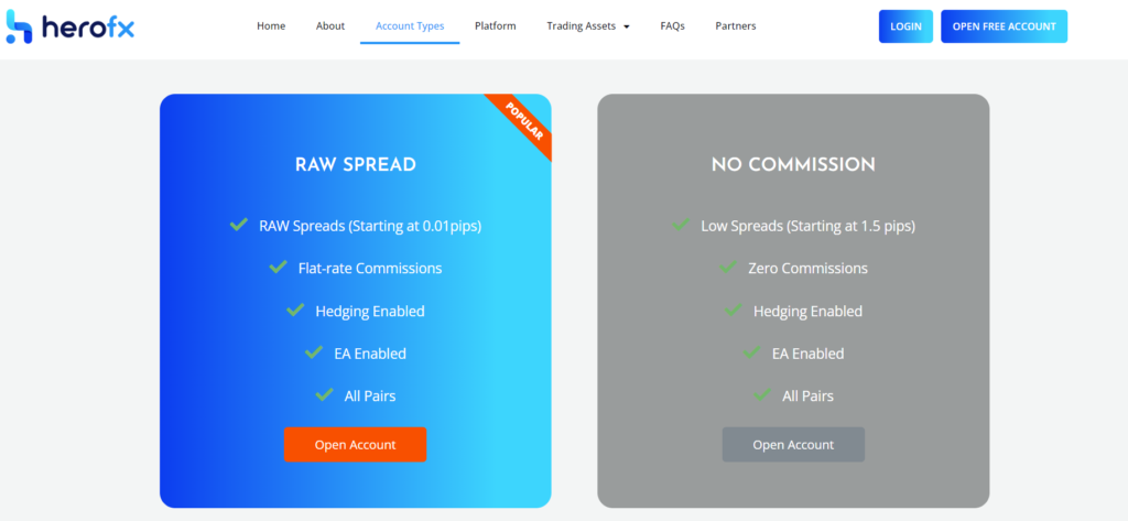 Hero fx review – Account types