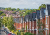 British economy fell in the fourth quarter, falling into recession Row of British terraced houses.